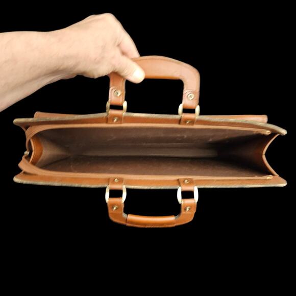Vintage Brown Leather Attaché Case Briefcase Slim Locking Hard Sided - Picture 5 of 6
